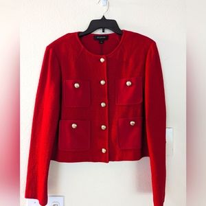 At John Knit Jacket Sz 14 Berry Red